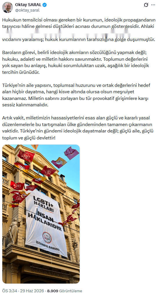 Oktay Saral'dan İstanbul Barosu'na Sert Eleştiriler ve Yasal Talep — görsel 2